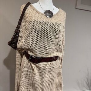 Elegant Cream Summer Knit Crochet Sweater